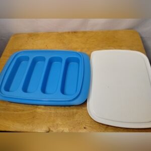 New Tupperware blue and white granola bar maker and keeper
